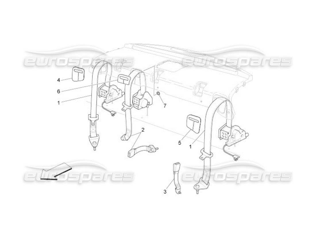 maserati qtp. (2005) 4.2 rear seat belts part diagram