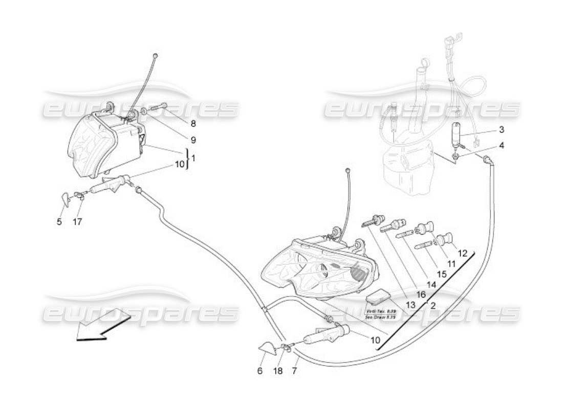 maserati qtp. (2005) 4.2 headlight clusters part diagram