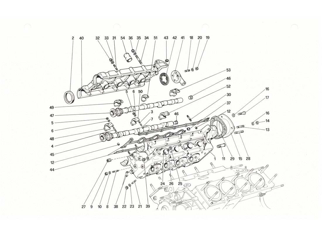 ferrari 208 gtb gts cylinder head (right) part diagram