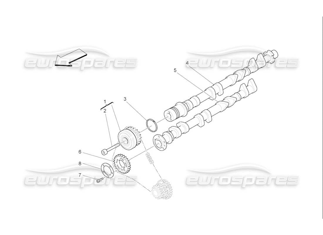 maserati qtp. (2010) 4.7 auto rh cylinder head camshafts part diagram