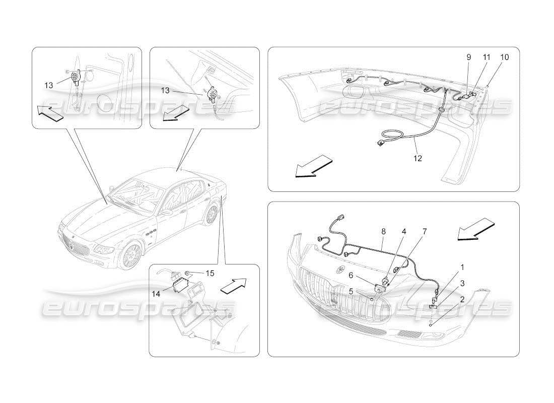 maserati qtp. (2011) 4.7 auto parking sensors part diagram