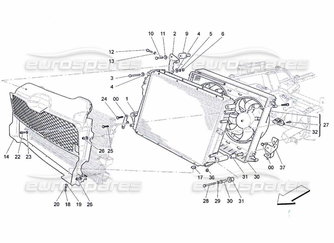 maserati qtp. (2010) 4.7 cooling: air radiators and ducts part diagram