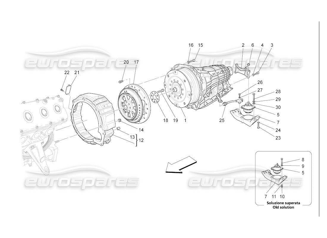 maserati qtp. (2007) 4.2 auto gearbox housings parts diagram