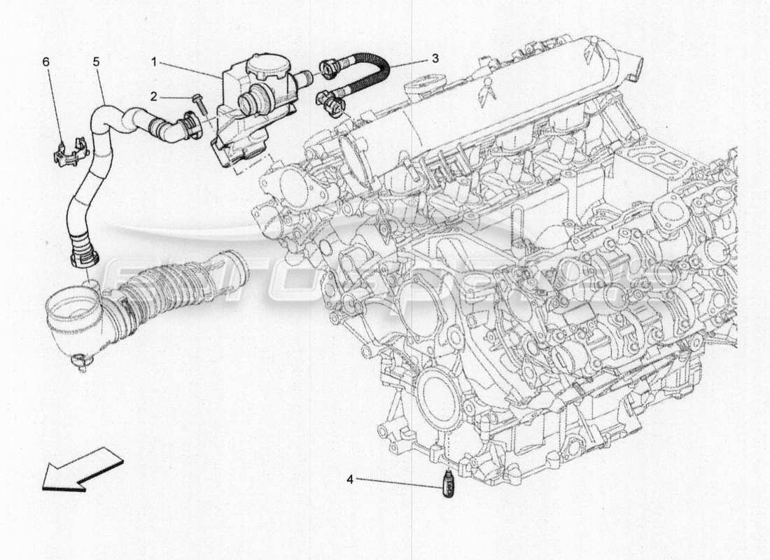 maserati qtp. v8 3.8 530bhp 2014 auto oil vapour recirculation system part diagram