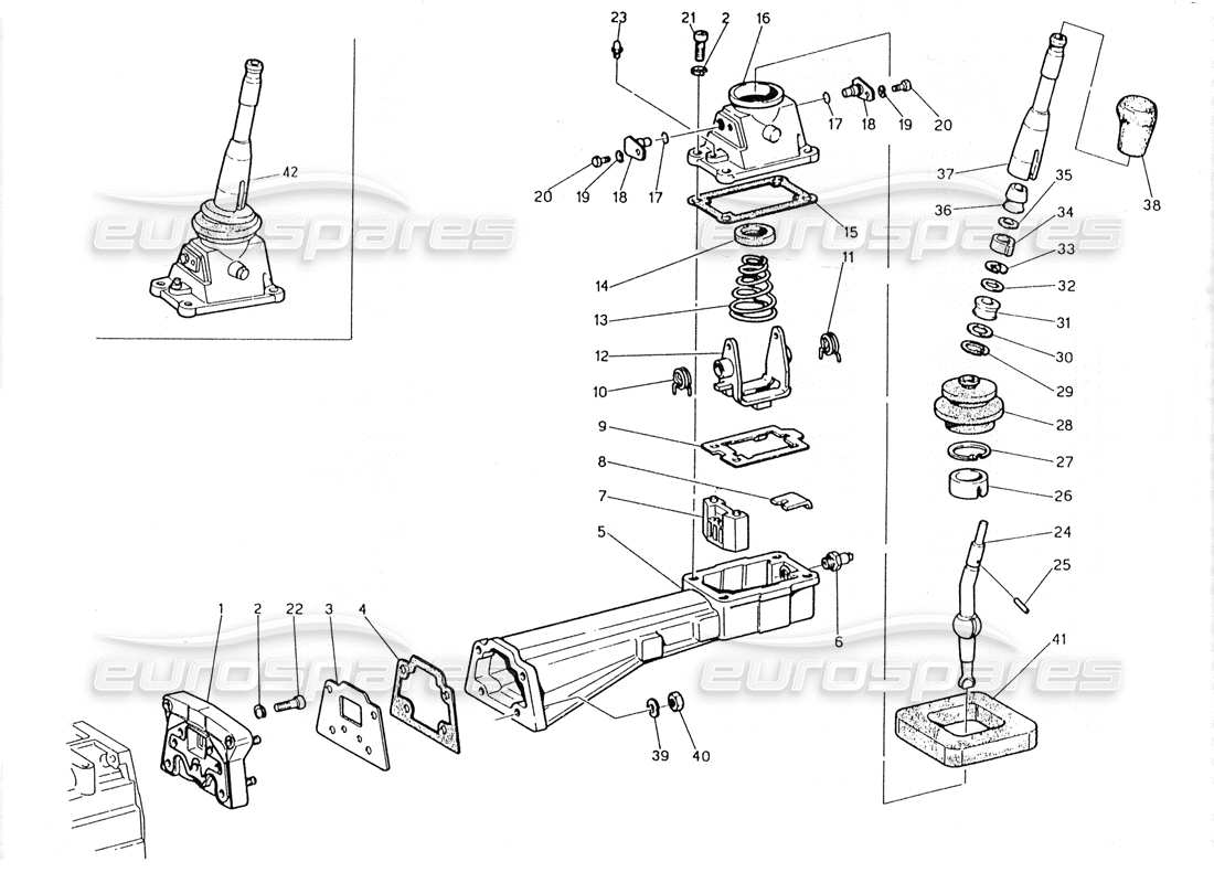 maserati 228 transmission - outside controls parts diagram