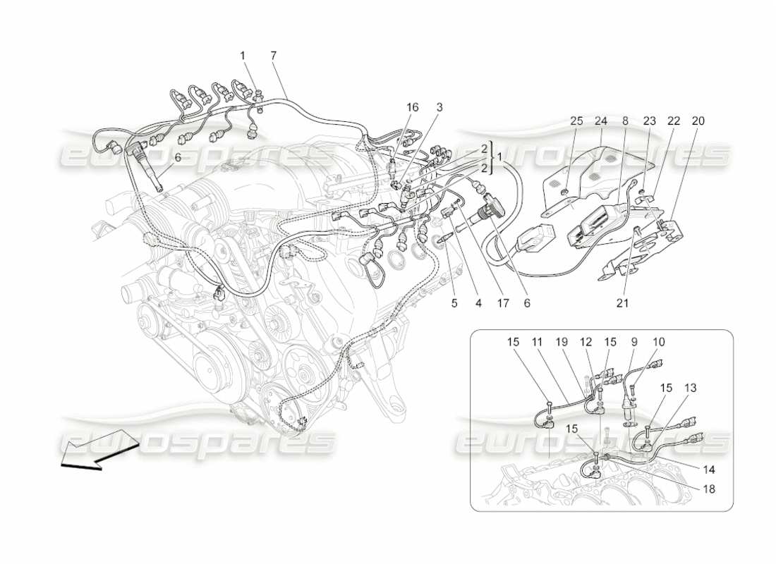 maserati grancabrio (2011) 4.7 electronic control: injection and engine timing control part diagram