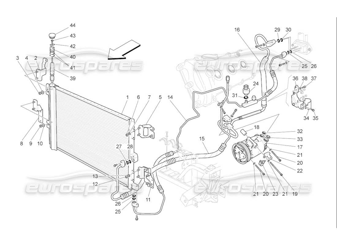 maserati qtp. (2010) 4.7 auto a c unit: engine compartment devices part diagram