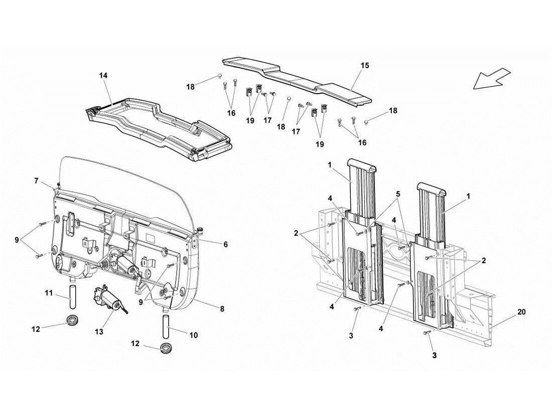 lamborghini gallardo lp570-4s perform rear window glass parts diagram