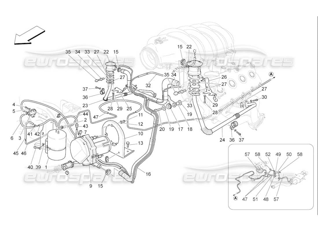 maserati qtp. (2010) 4.7 auto additional air system part diagram