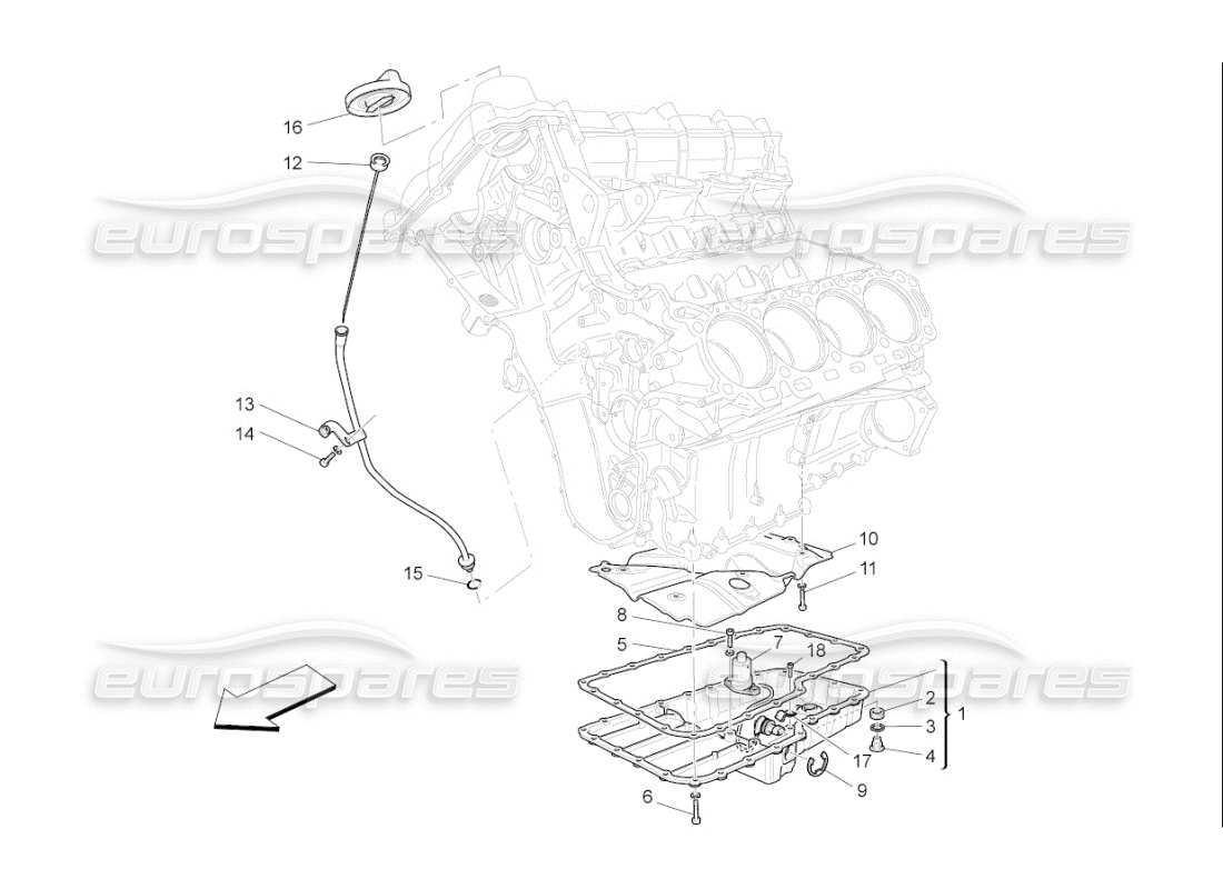 maserati qtp. (2009) 4.7 auto lubrication system: circuit and collection parts diagram