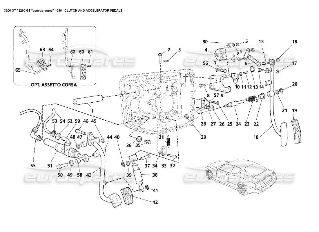 maserati 3200 gt/gta/assetto corsa clutch & throttle pedals parts diagram