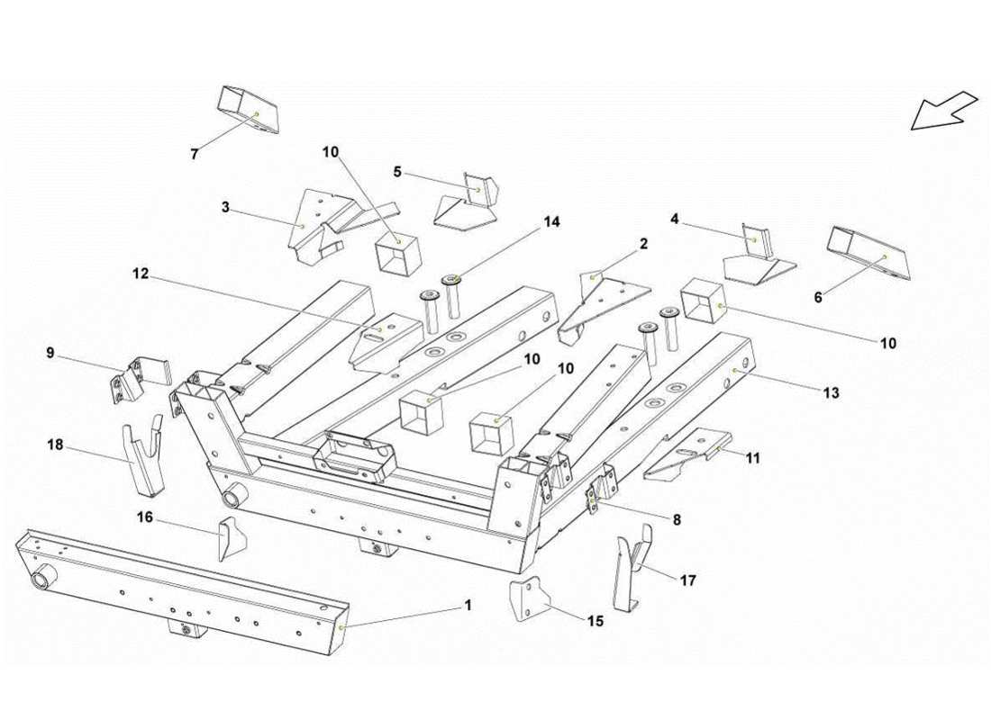 lamborghini gallardo lp570-4s perform front frame elements parts diagram