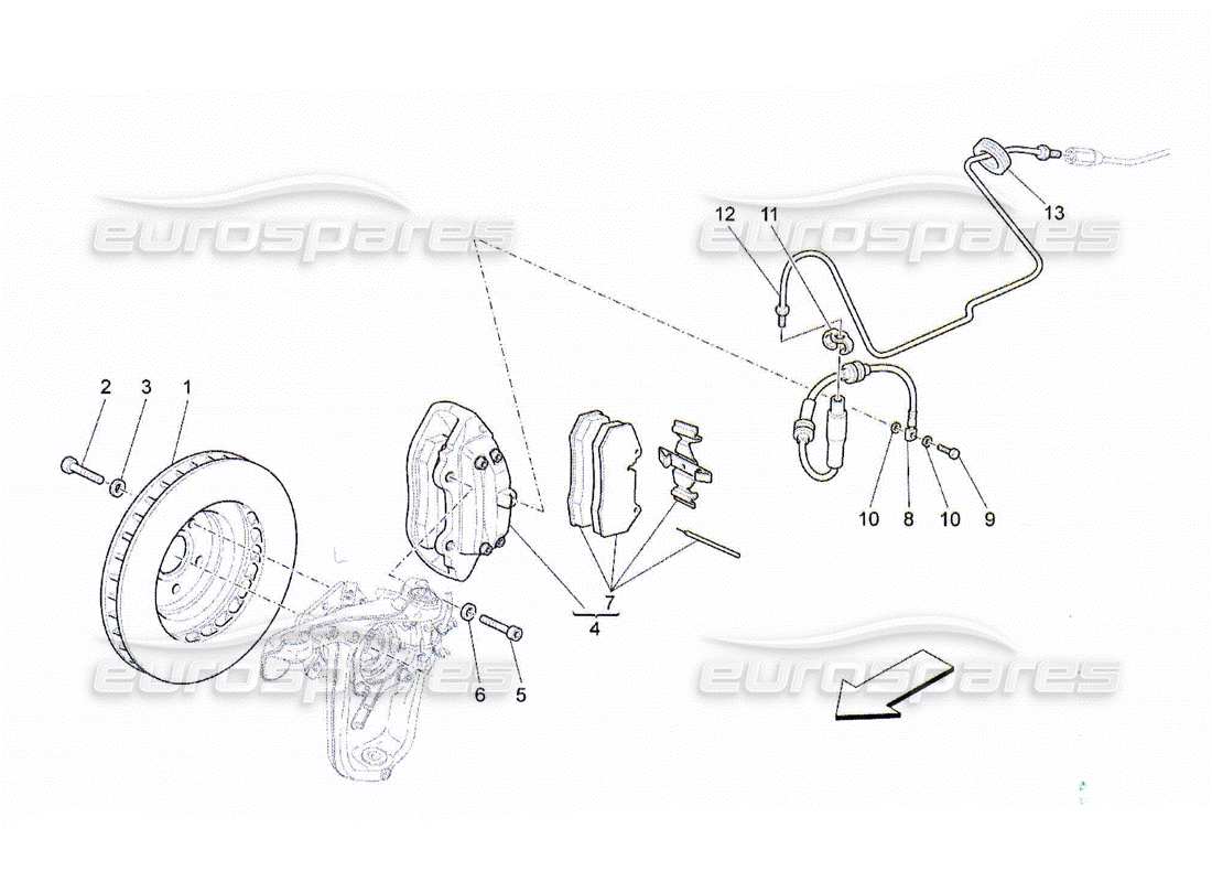 maserati qtp. (2010) 4.2 braking devices on front wheels parts diagram