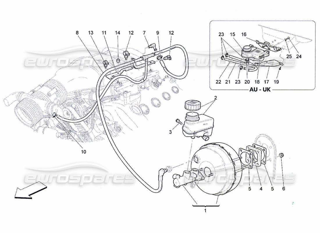 maserati qtp. (2010) 4.7 brake servo system part diagram