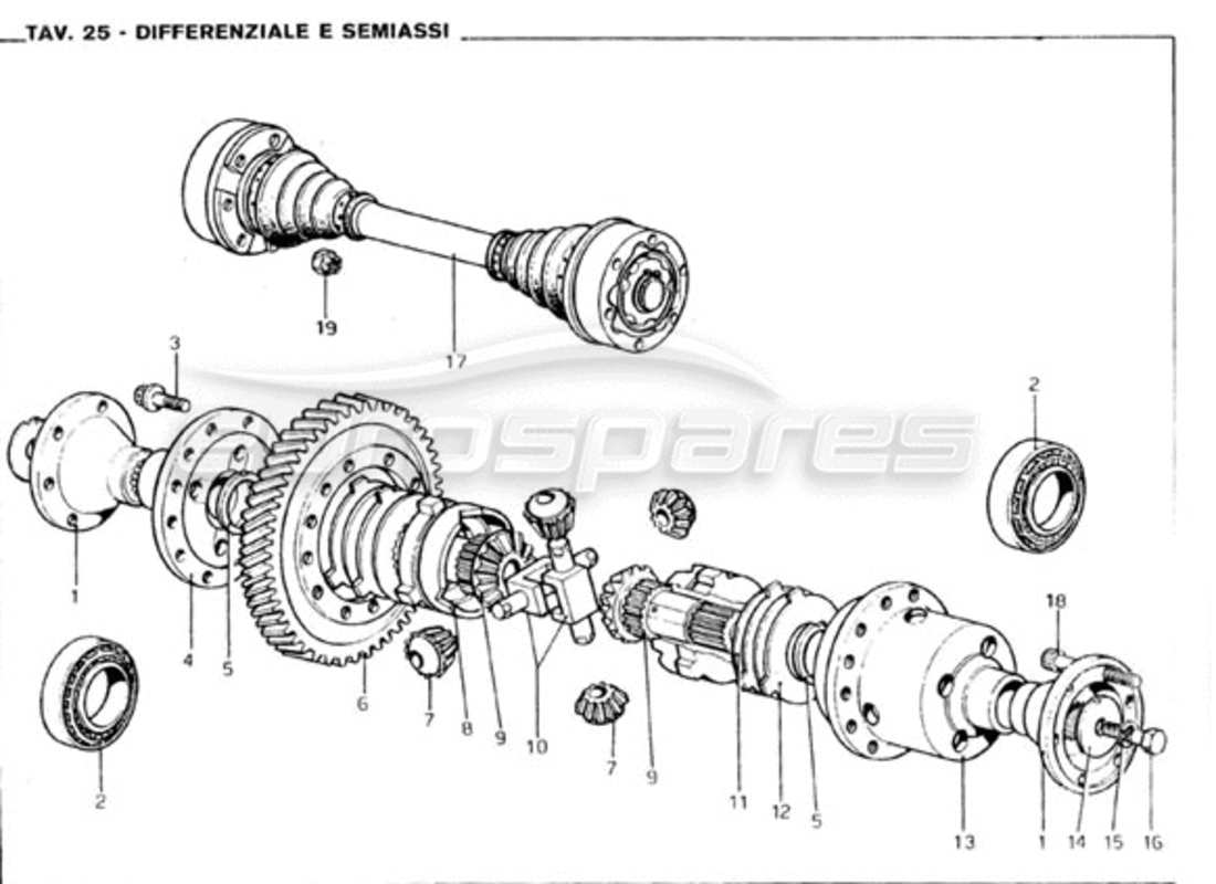 ferrari 246 gt series 1 differential & axle shafts parts diagram