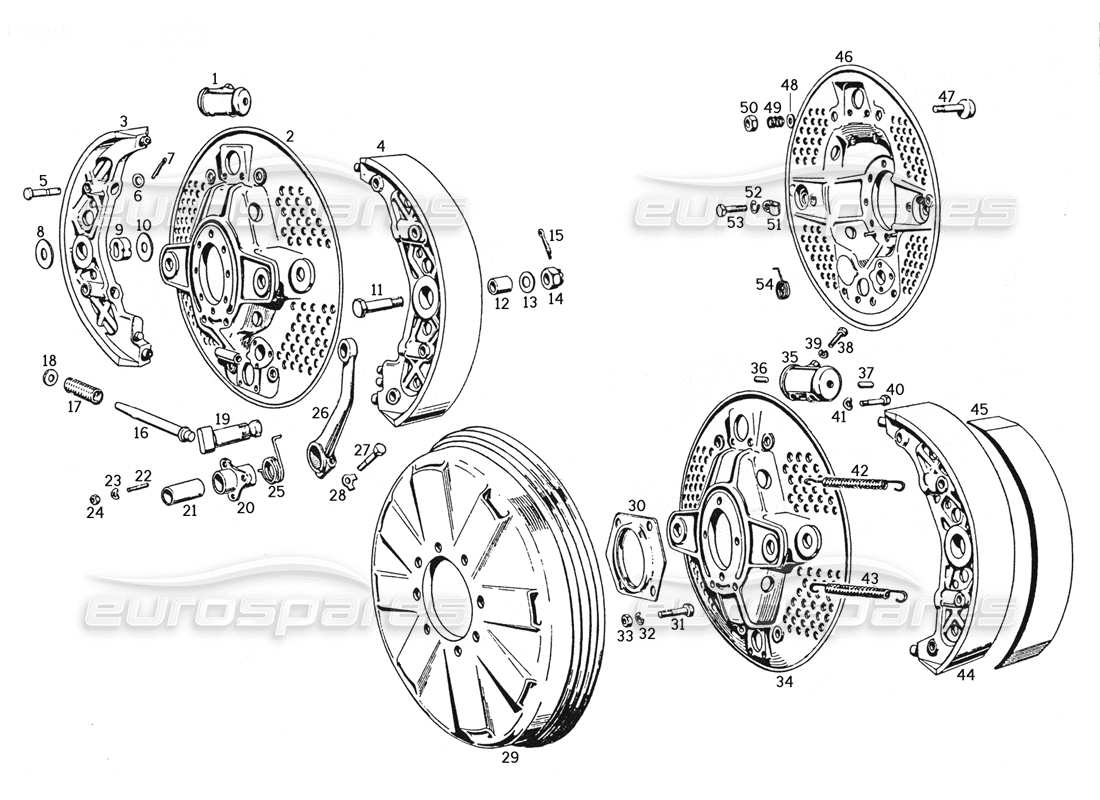 ferrari 250 gte (1957) brakes parts diagram