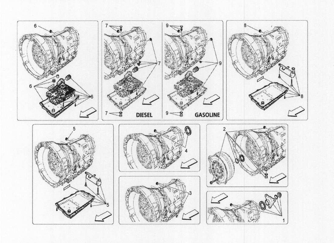 maserati qtp. v6 3.0 bt 410bhp 2wd 2017 gearbox housings part diagram