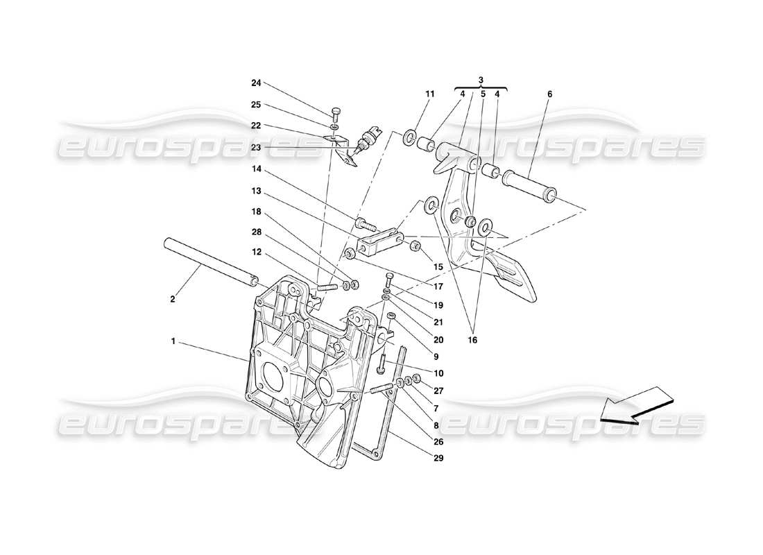 ferrari 360 challenge (2000) pedals part diagram