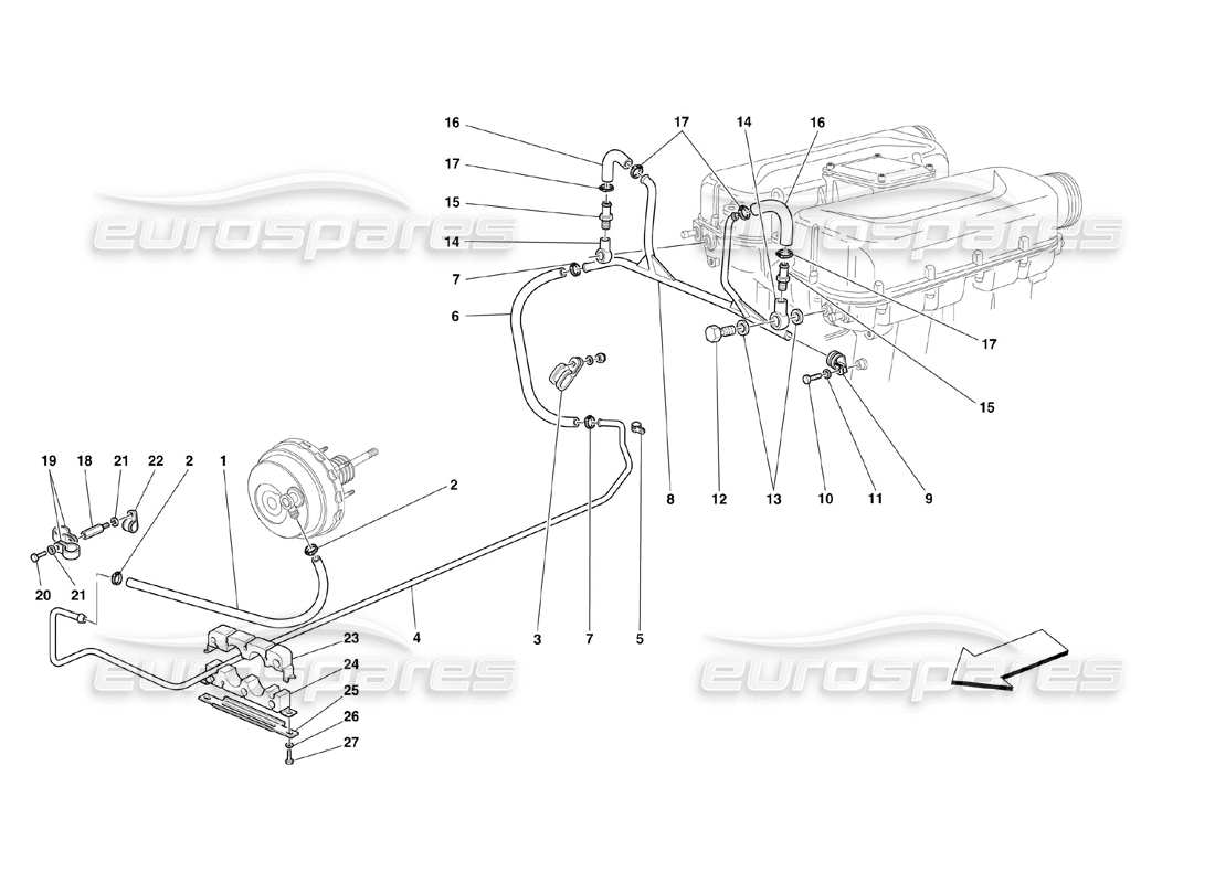 ferrari 360 challenge (2000) brake booster system part diagram