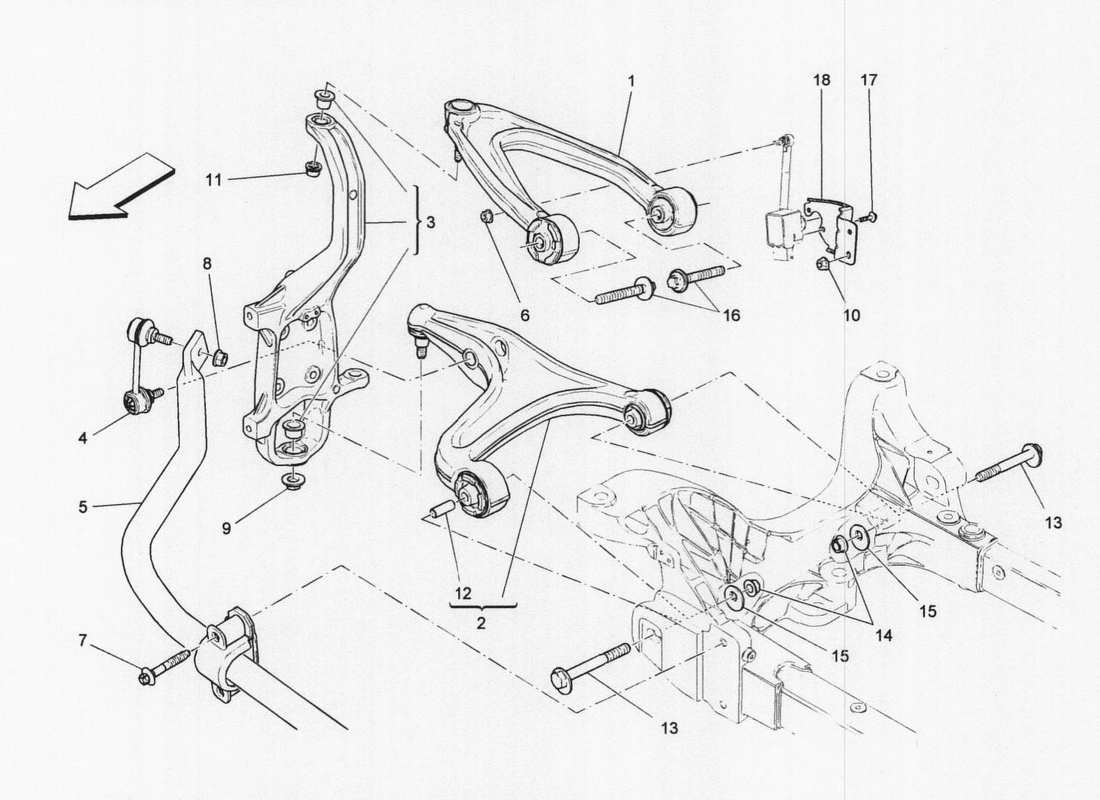 maserati qtp. v6 3.0 bt 410bhp 2wd 2017 front suspension part diagram