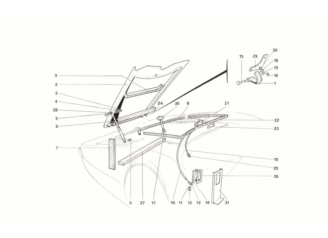 ferrari 208 gtb gts front compartment lid part diagram