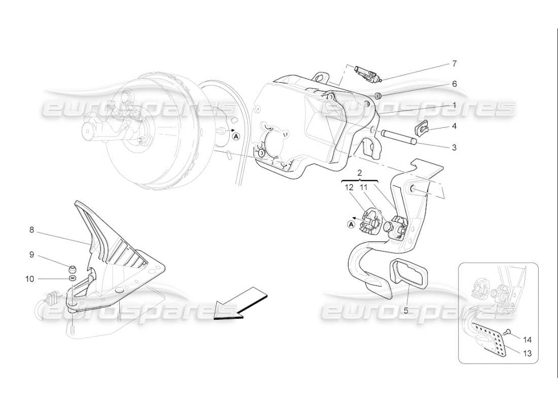 maserati qtp. (2009) 4.7 auto complete pedal board unit parts diagram