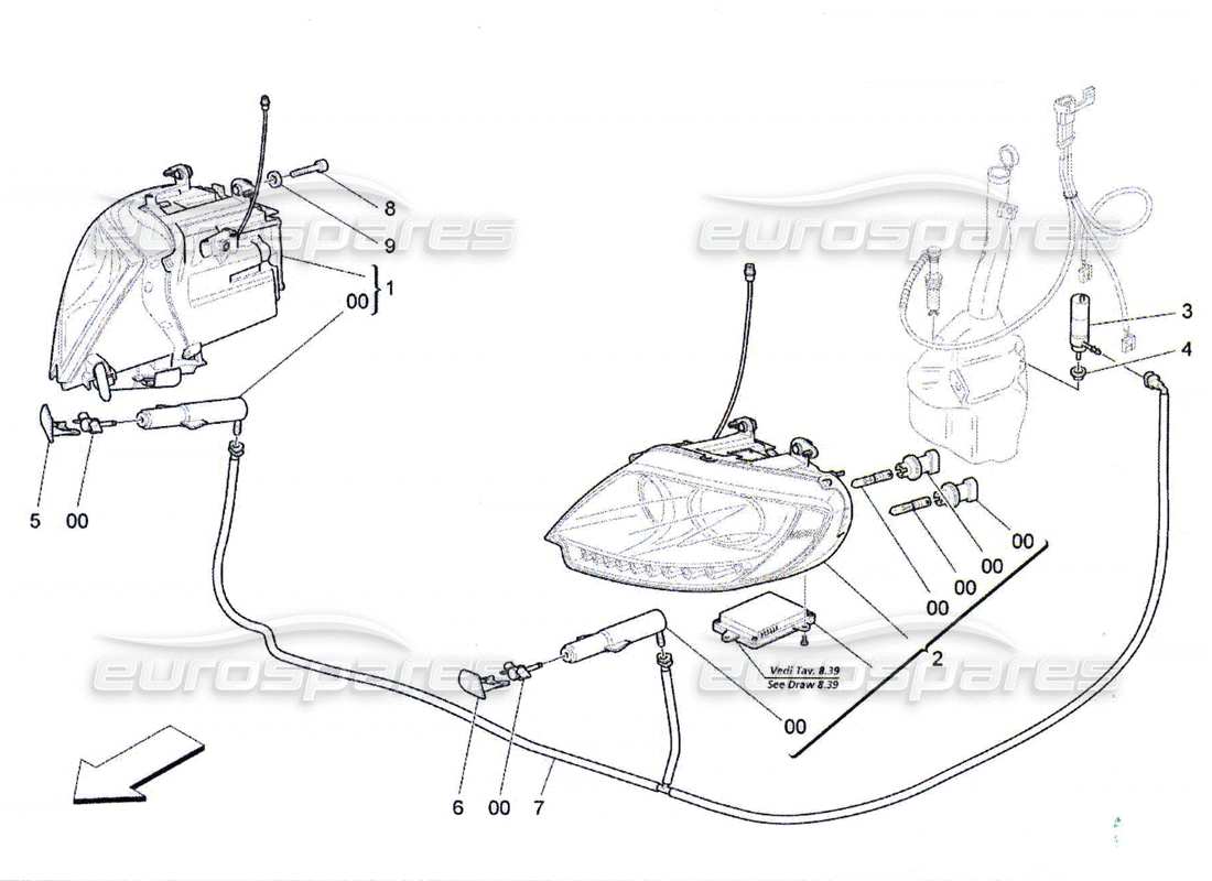 maserati qtp. (2010) 4.7 headlight clusters part diagram