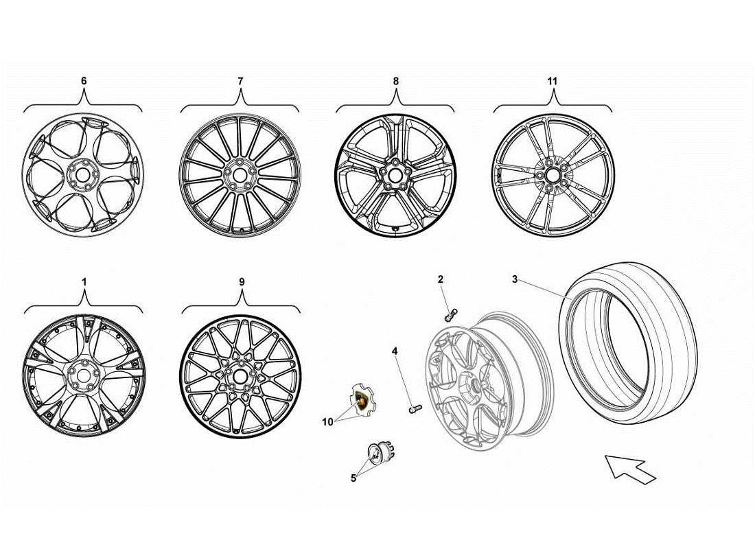 lamborghini gallardo lp560-4s update front tyres parts diagram