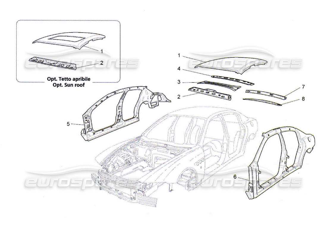 maserati qtp. (2010) 4.2 bodywork and central outer trim panels parts diagram
