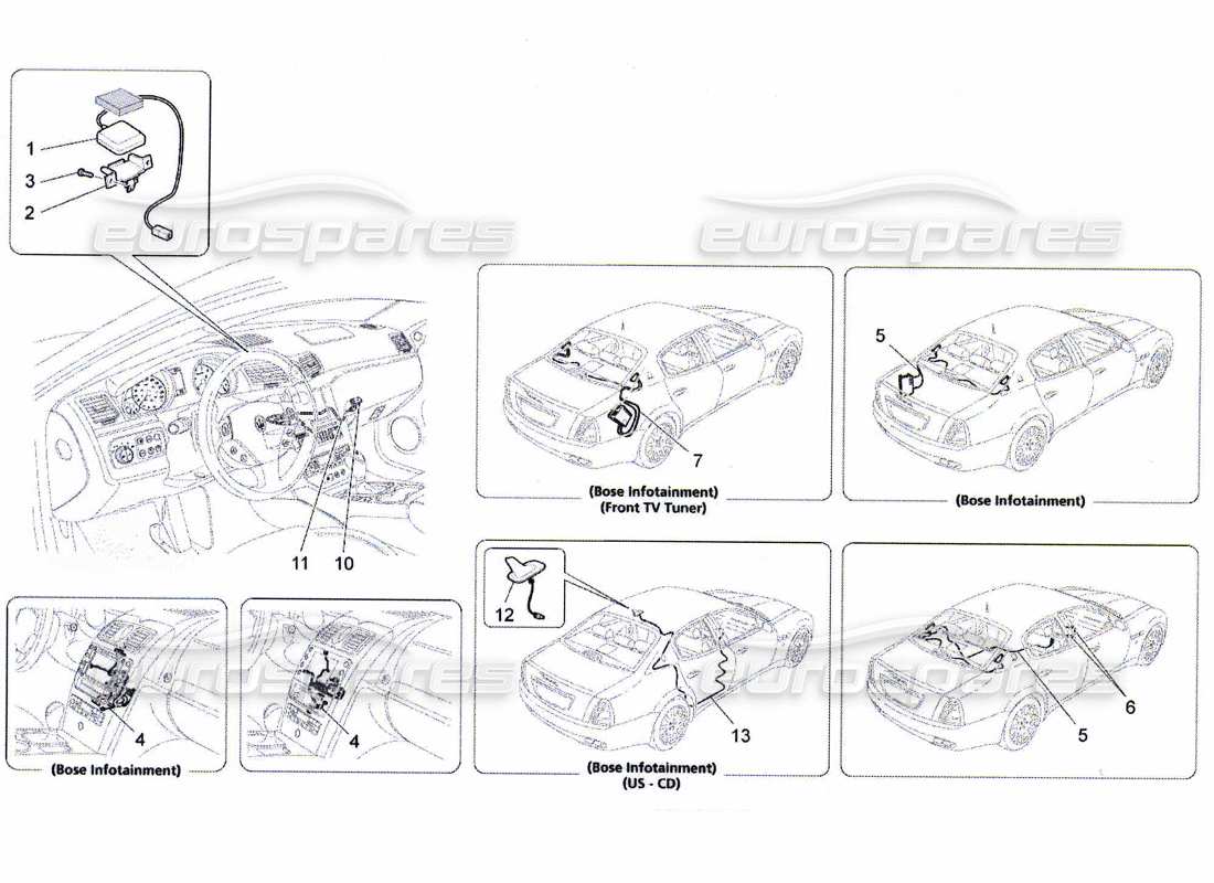 maserati qtp. (2010) 4.7 reception and connection system parts diagram