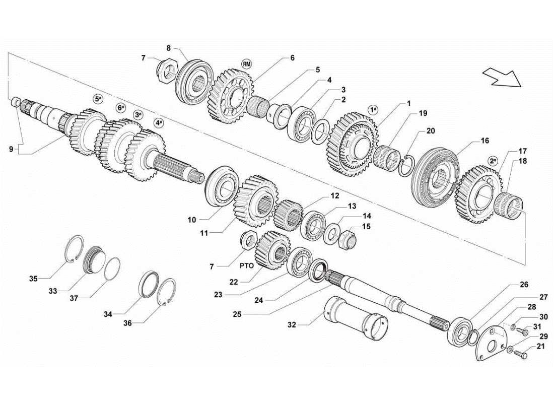 lamborghini gallardo sts ii sc driven shaft - pto parts diagram