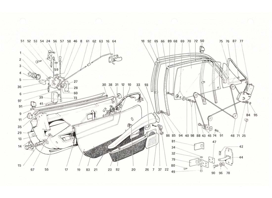 ferrari 208 gtb gts doors part diagram