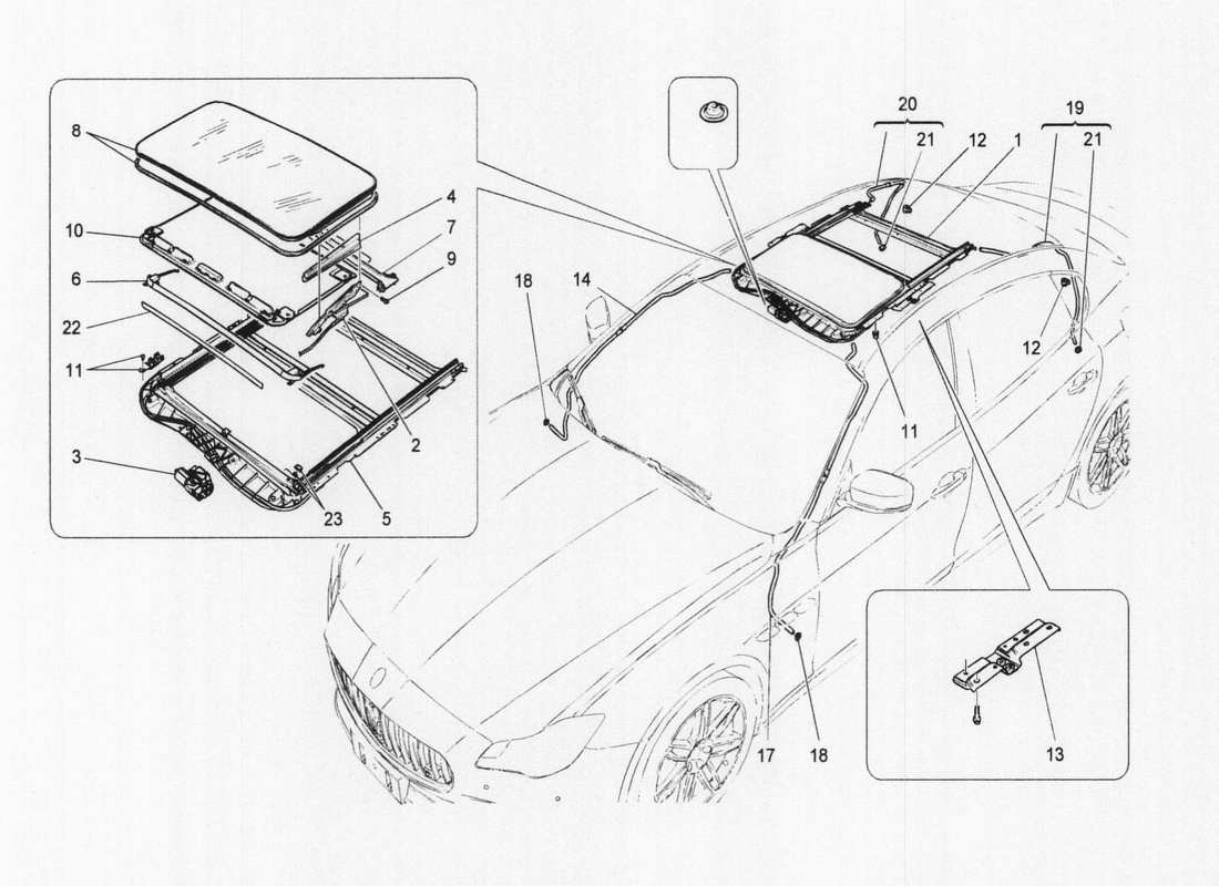 maserati qtp. v6 3.0 bt 410bhp 2wd 2017 sunroof part diagram