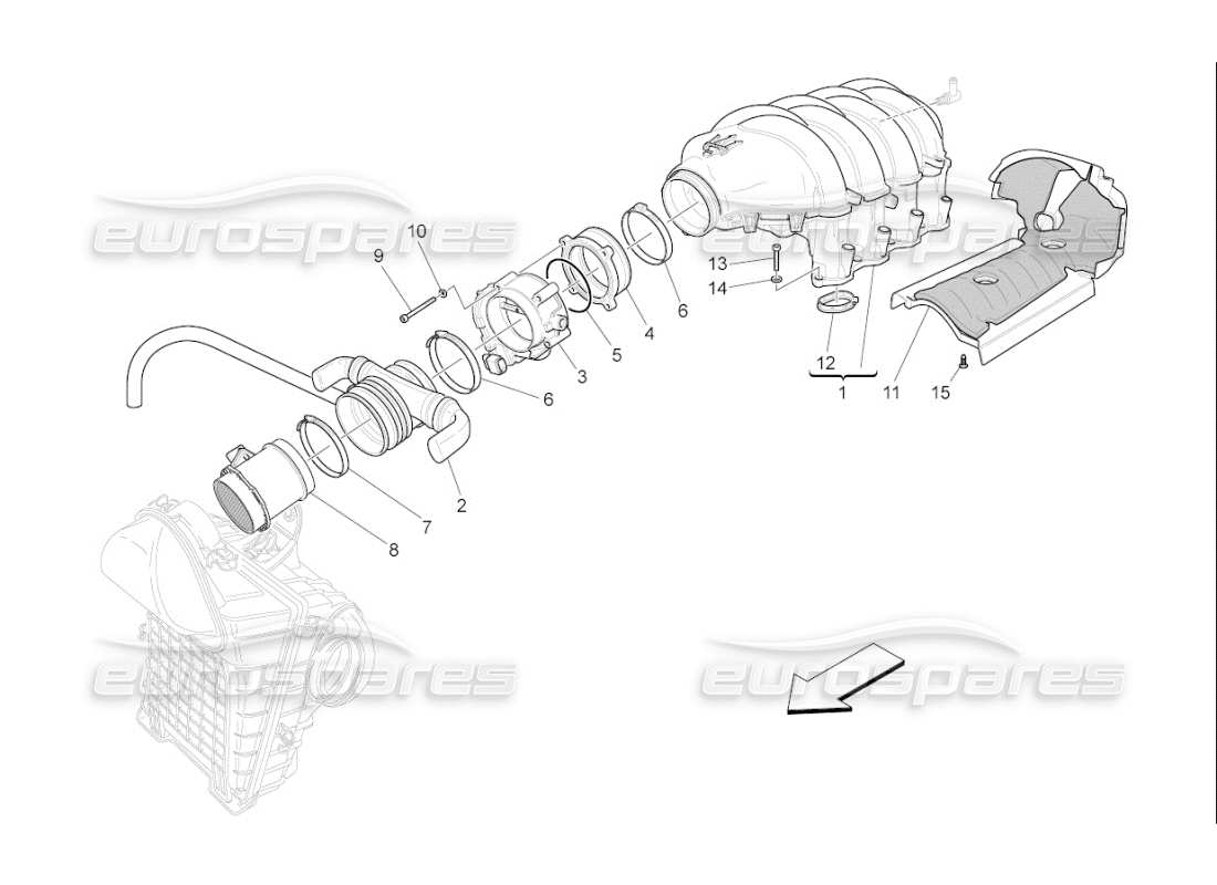 maserati qtp. (2007) 4.2 f1 intake manifold and throttle body parts diagram