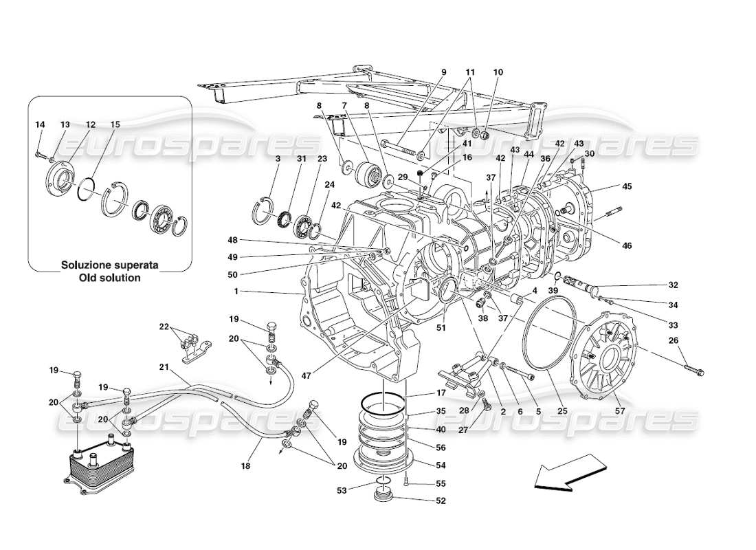 ferrari 430 challenge (2006) gearbox - covers part diagram