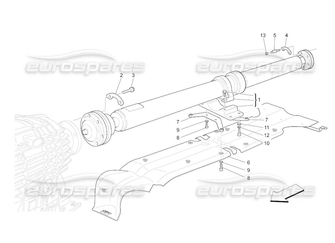 maserati grancabrio (2011) 4.7 transmission pipe part diagram