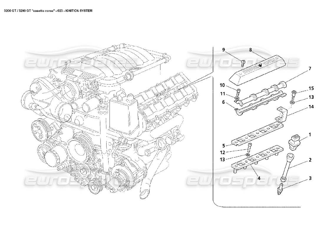 maserati 3200 gt/gta/assetto corsa ignition system parts diagram