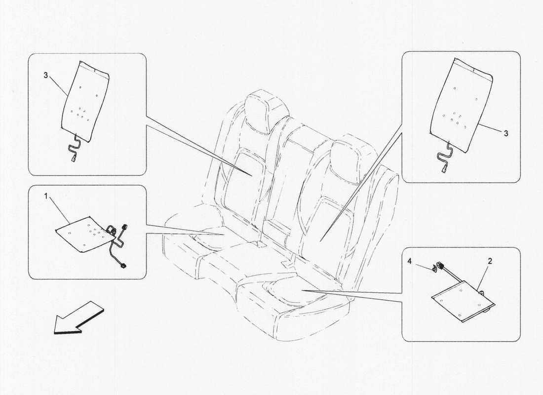 maserati qtp. v6 3.0 bt 410bhp 2wd 2017 rear seats: mechanics and electronics parts diagram