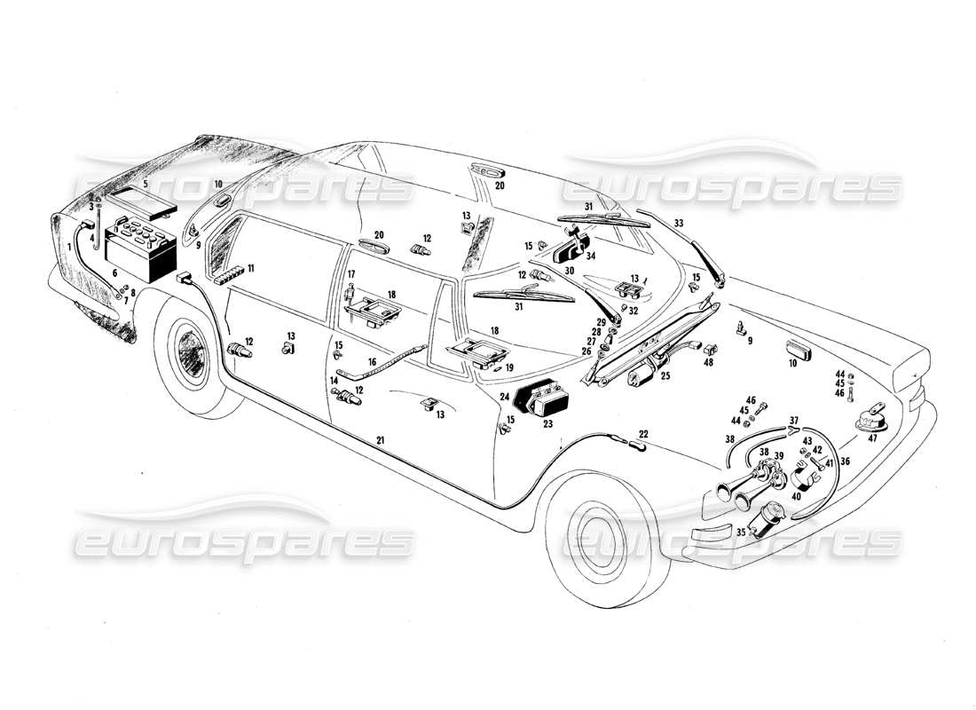 maserati qtp.v8 4.7 (s1 & s2) 1967 electrical equipment part diagram