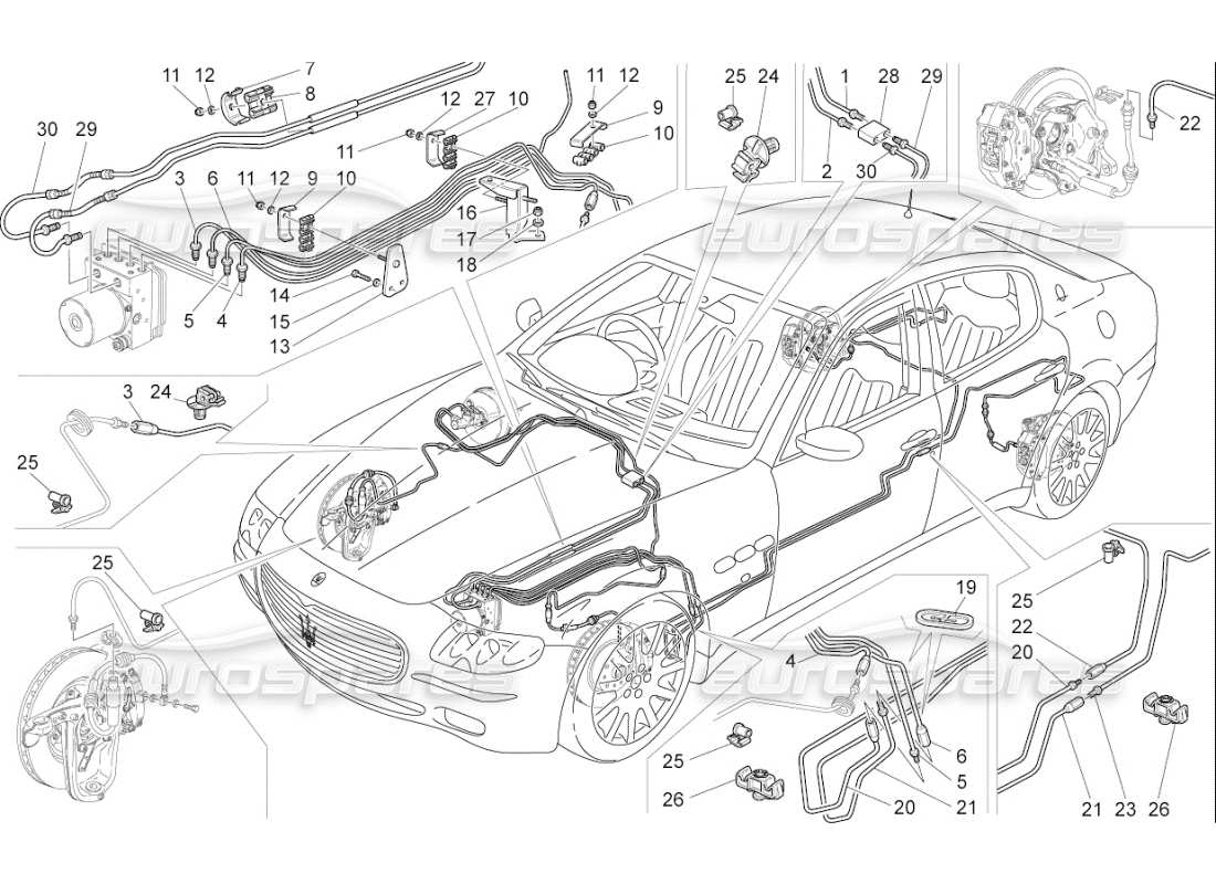 maserati qtp. (2009) 4.2 auto braking devices on rear wheels parts diagram
