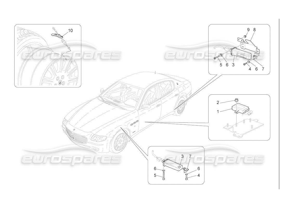 maserati qtp. (2007) 4.2 auto tyre pressure monitoring system part diagram