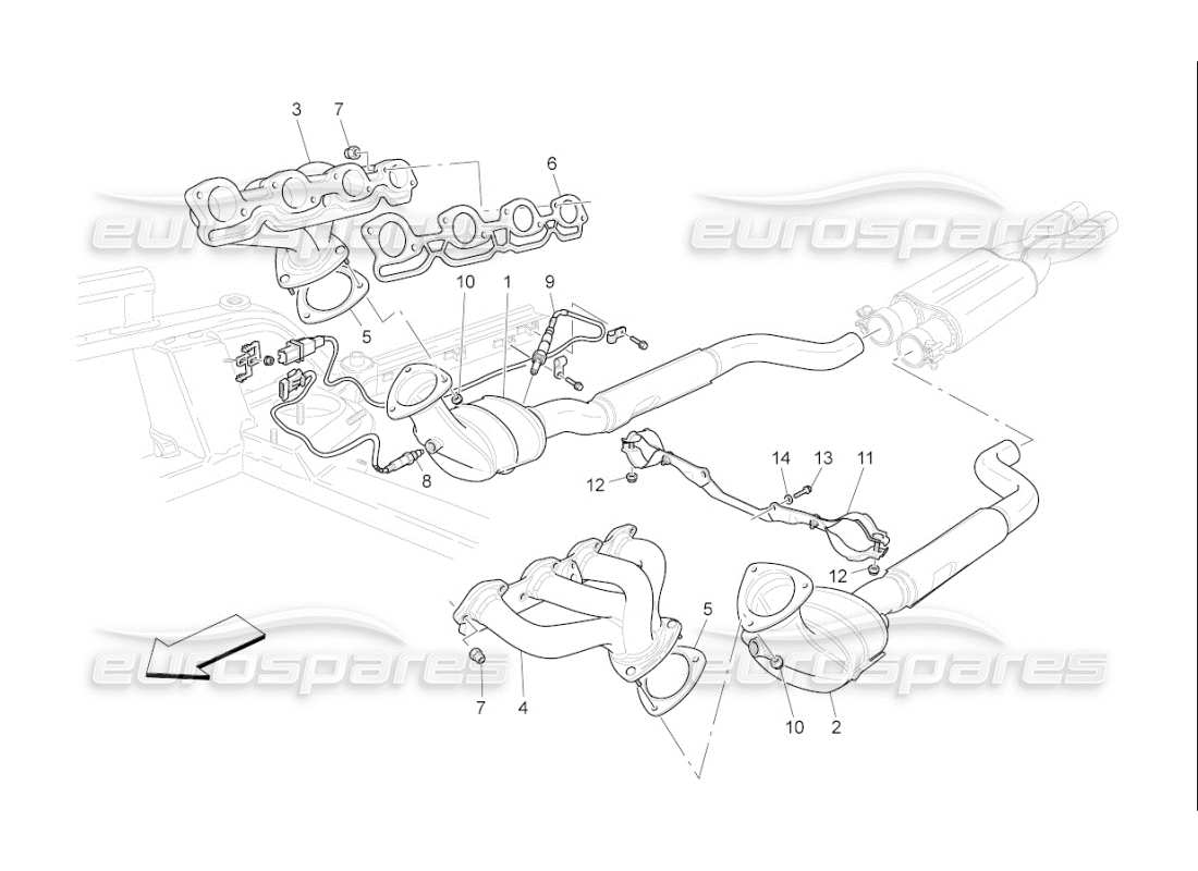 maserati qtp. (2010) 4.7 auto pre-catalytic converters and catalytic converters part diagram