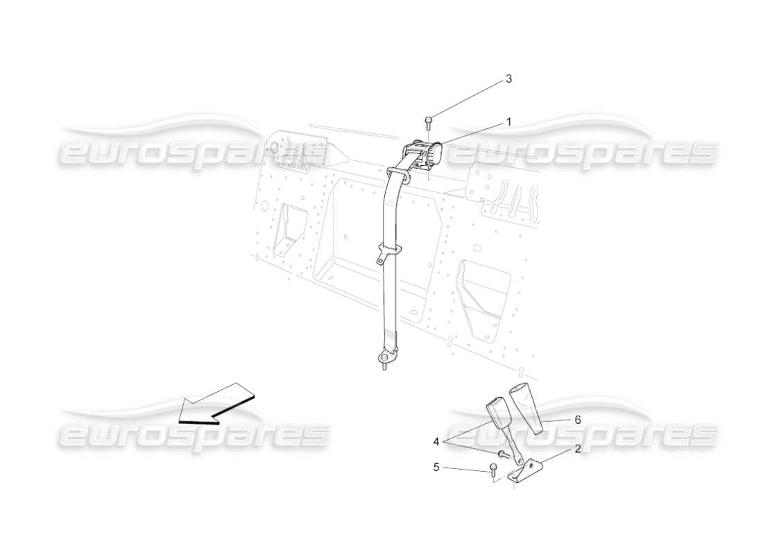 maserati grancabrio (2011) 4.7 rear seat belts part diagram