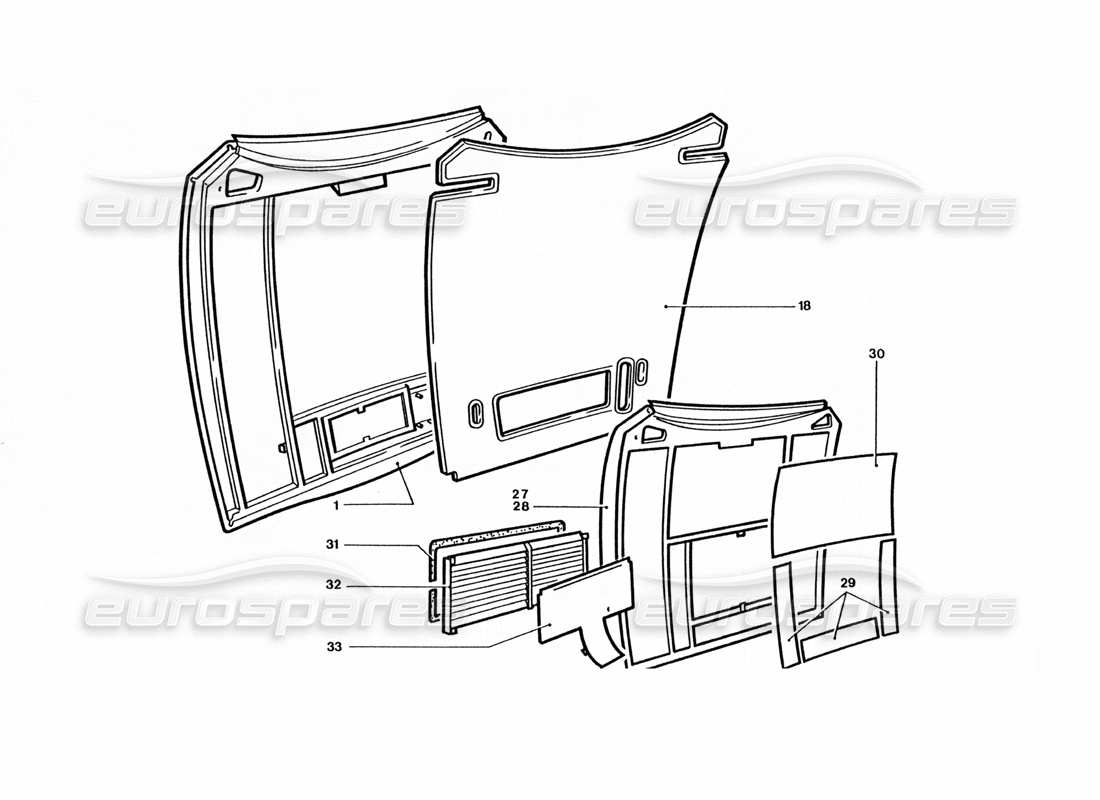 ferrari 400 gt / 400i (coachwork) front bonnet (variations) part diagram