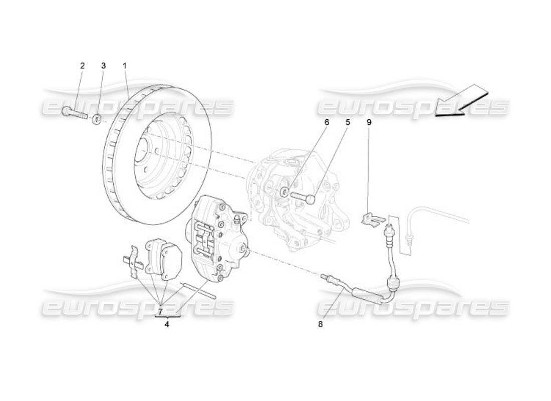 maserati qtp. (2005) 4.2 braking devices on rear wheels part diagram