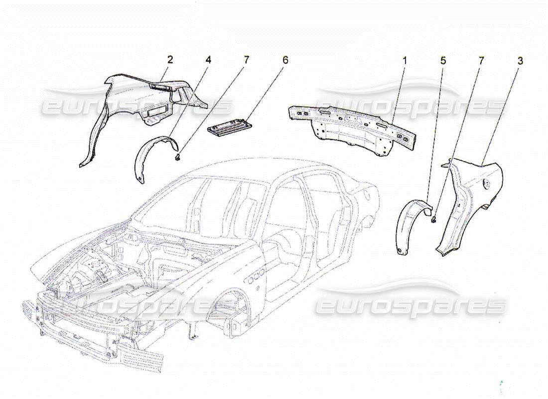 maserati qtp. (2010) 4.2 bodywork and rear outer trim panels parts diagram