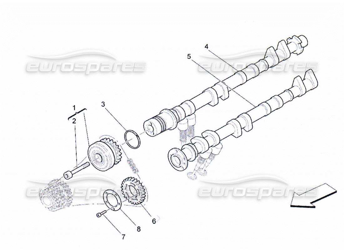 maserati qtp. (2010) 4.2 lh cylinder head camshafts parts diagram