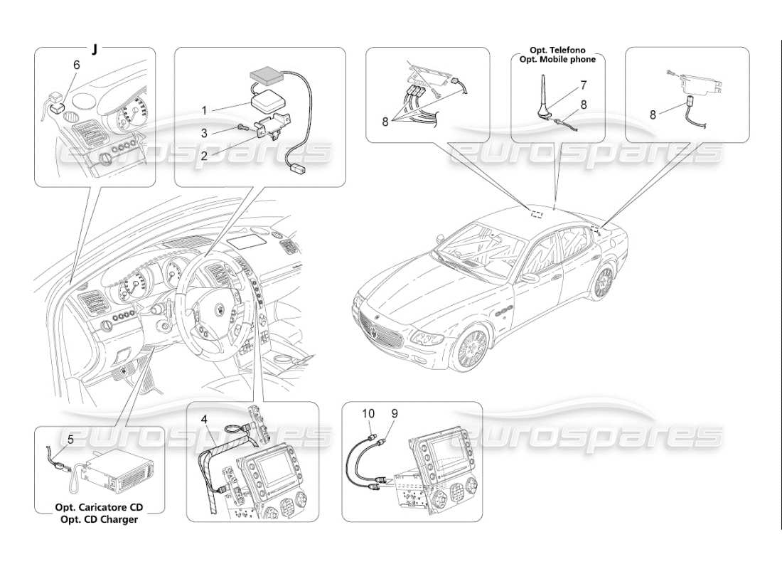 maserati qtp. (2008) 4.2 auto reception and connection system parts diagram