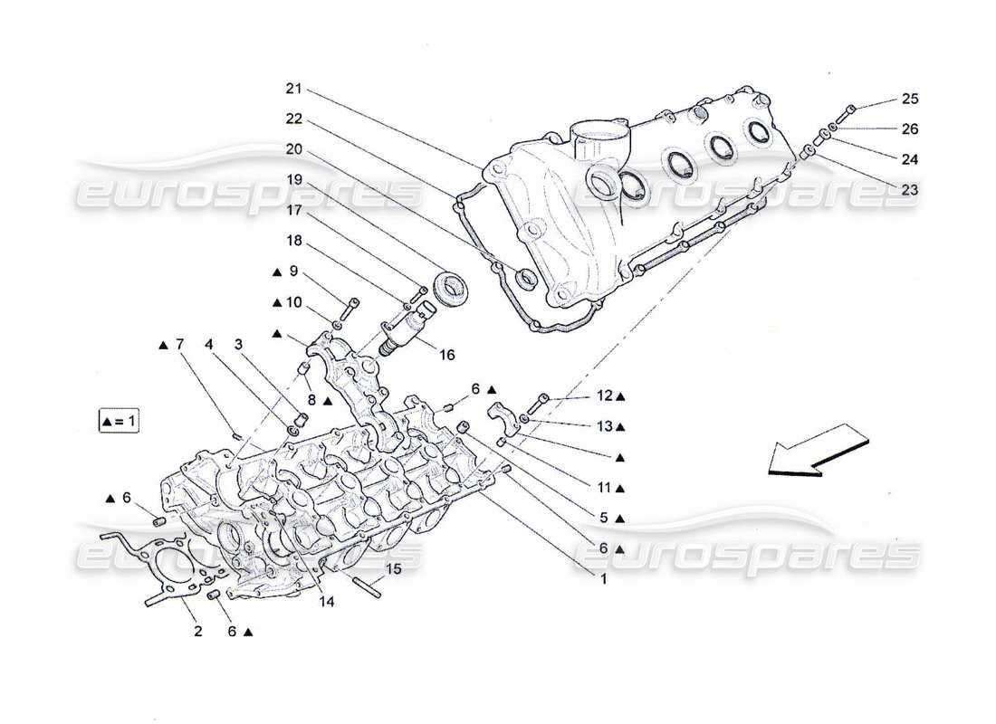 maserati qtp. (2010) 4.7 lh cylinder head part diagram