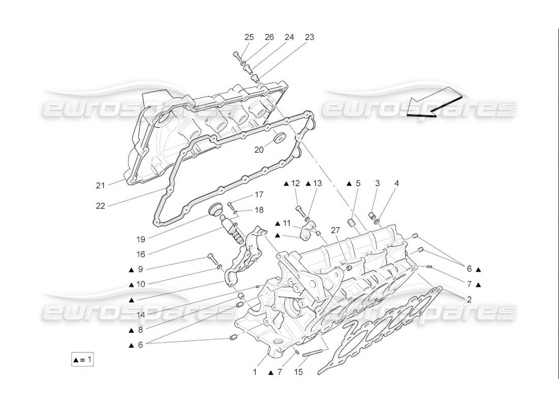 maserati qtp. (2010) 4.7 auto rh cylinder head part diagram